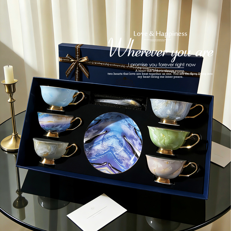 High-End European-Style Bone China Coffee Cup Set, Exquisite English Afternoon Tea Cup, Luxurious Ceramic Tea Cup, Wedding Gift