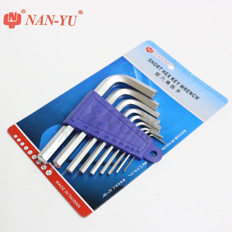 Taiwan Nanyu imported metric 9 sets of short hex wrenches 7-shaped L-shaped hex wrenches 15-10MM