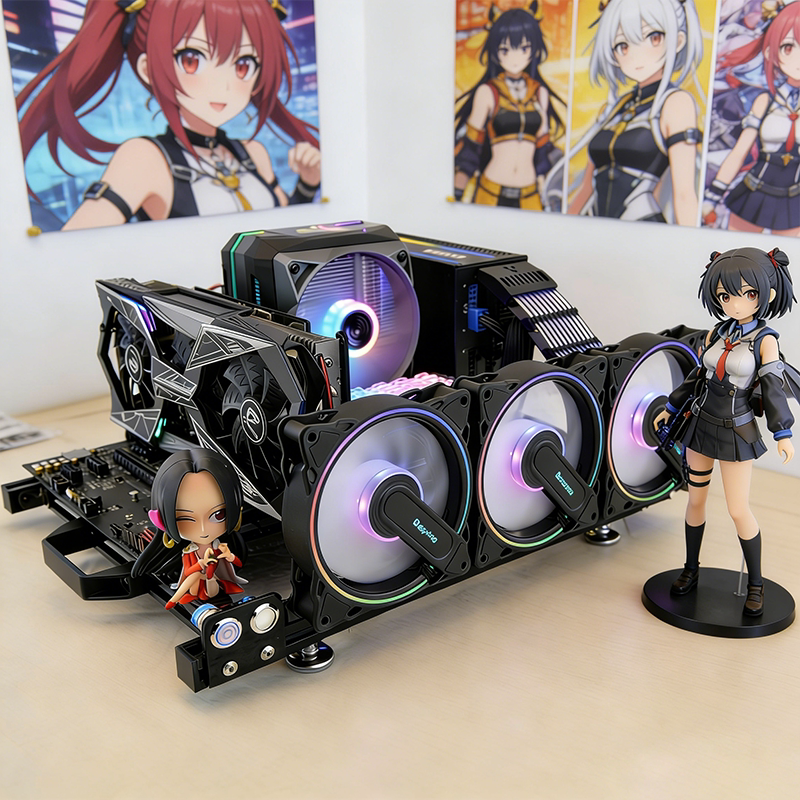 Open Computer Case DIY Aluminum Frame Horizontal Flat Graphics Card Test Platform Atx Desktop Assembly Case Ws