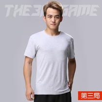 The third game ultra-fine Modal short-sleeved round-neck T-shirt mens solid color top clothing Mens badminton clothing casual clothing