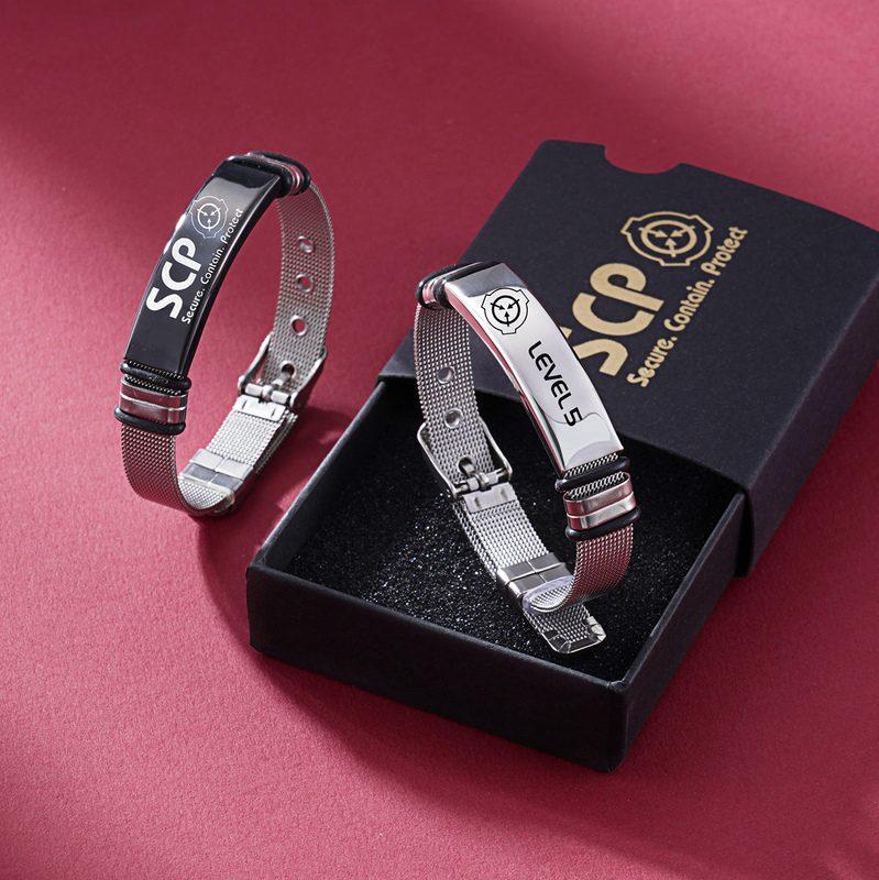 Scp Foundation Merchandise Stainless Steel Bracelet Mobile Task Force Cybernetic Network Creative Gift Titanium Steel Bracelet Ring