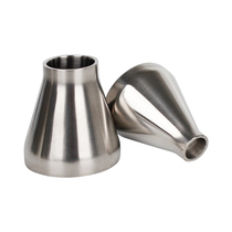 Sanitary 304 stainless steel reducer horn reducing diameter concentric large and small head welding mirror polishing tube food funnel