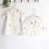 Home Suits Suit Summer Boys Girls Gauze Air Conditioning Wear Thin home Leisure Summer short sleeves shorts