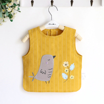 New bird flower fragrance men and womens button vest style waterproof bib baby bib cover 80-100