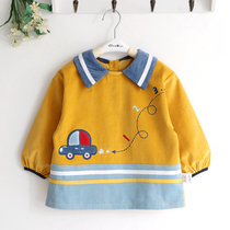Early Hehe car tree children corduroy boy waterproof coat baby baby shirt bib detachable