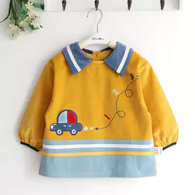 Early Hehe car small tree children corduroy boy waterproof cover baby coat bib detachable