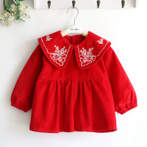 Exquisite embroidered corduroy girl girl baby boy waterproof coat girl baby anti-dressing 73-130