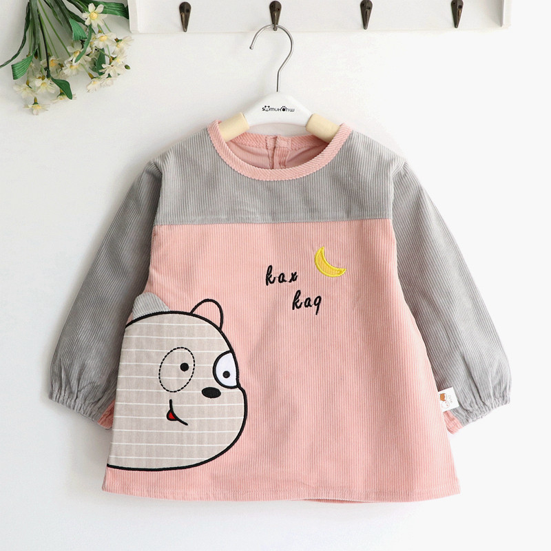 Splicing Moon Bear Children Boy Girl's Autumn Winter Thickening Pure Cotton Coarse Lamp Core Suede Waterproof Hood Clothes Baby Dining Around Pocket