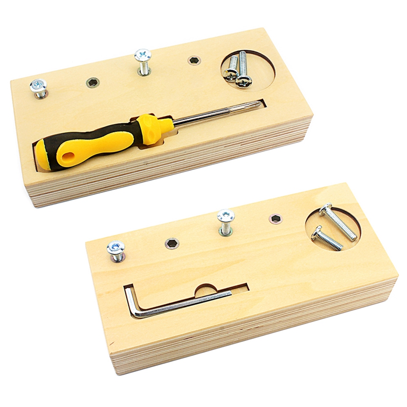 Montessori teaching aids wooden screwdriver wrench combination children's early education educational toys children's hand-eye coordination training teaching
