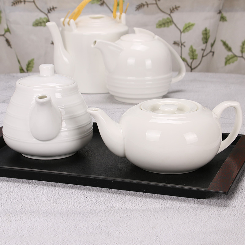 Ceramic teapot hotel high temperature tea kettle home large size small white porcelain tea set hotel restaurant large capacity single pot