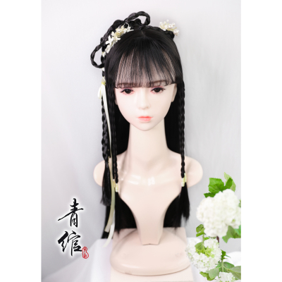 Chinese Hanfu wig princess fairy cosplay hair wig ancient style ancient costume cos huangrong wig headgear