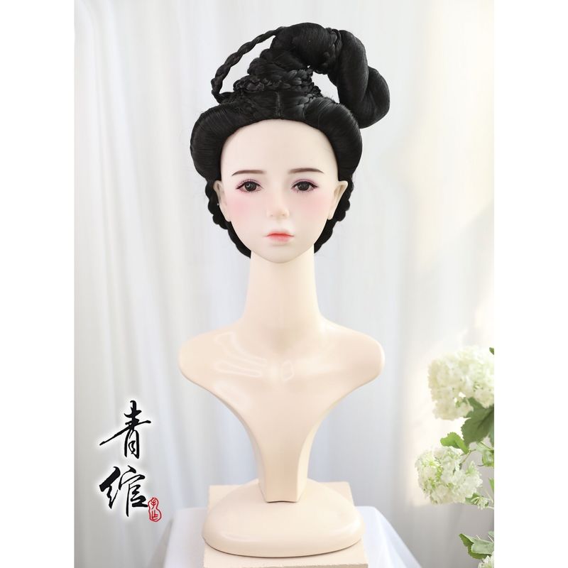 Chinese Hanfu wig princess fairy cosplay hair wig Hanfu Ming made jacket skirt horse face Tang style Ru skirt wig headdress ancient style ancient costume cos wig