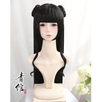 Chinese Hanfu wig princess fairy cosplay hair wig Ancient style and ancient costume cos Han Fu Ru skirt girl wig headgear elder martial sister Jiang Yanli cos wig