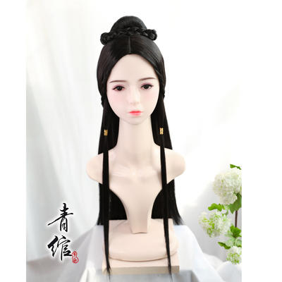 Chinese Hanfu wig princess fairy cosplay hair wig Han clothing Wei Jin style, ancient costume, ancient style cosplay Tang classical dance wig headgear
