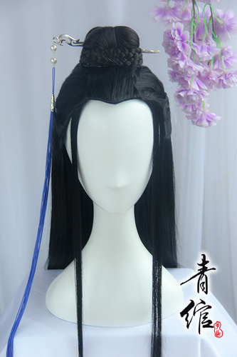 Chinese hanfu warrior prince swordsman cosplay wig for men Hanfu ancient style cos beauty pointed wig headgear night Chinese painting