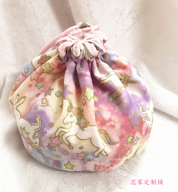 Pistachio handmade soup lady cloth cover pure cotton bronzed unicorn hand stove bag containing electric hot cake Recommended custom empty bag