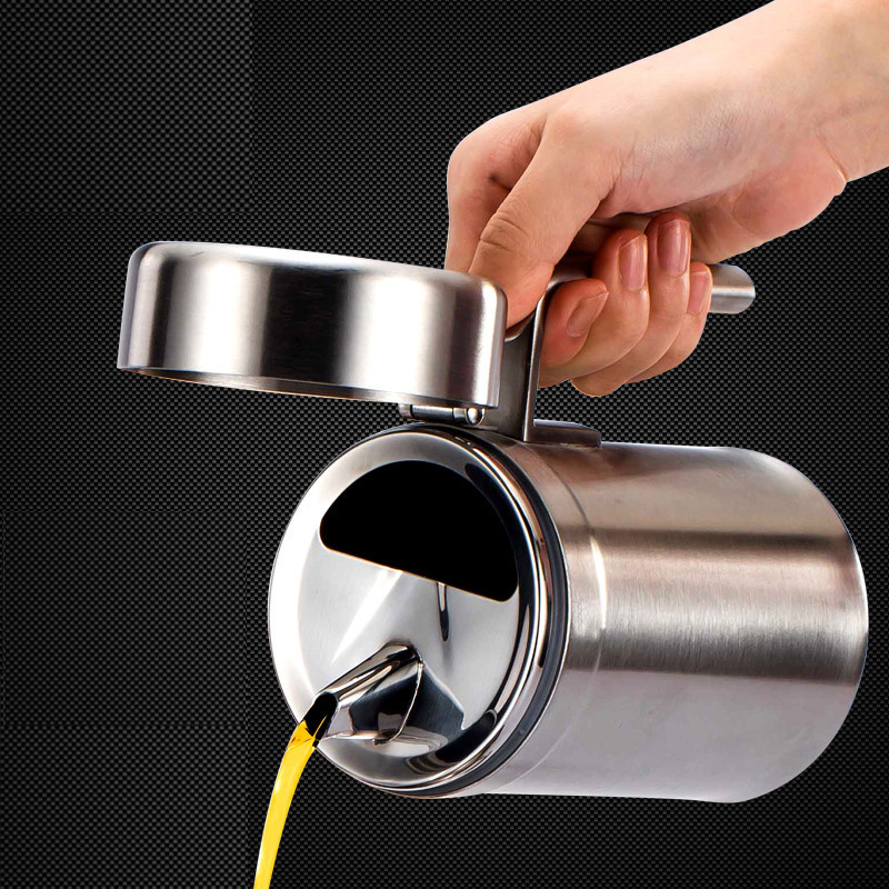 Oil pot 304 stainless steel leak-proof dust-proof belt cover oil control edible oil bottle kitchen supplies household oil pot thickened