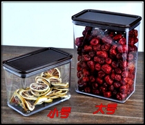 Plastic square sealed can transparent storage can fruit powder box coffee milk tea shop fruit powder box fruit powder spoon