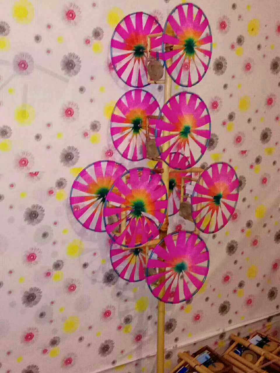 Old Beijing traditional windmill temple fair windmill stall toys wholesale auspicious wheel diy mud drum sorghum pole handmade