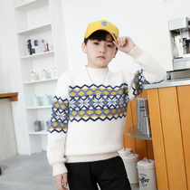 Spring Autumn Winter Boy Water Mink Suede Thickened Warm Sweater Jacket Head Beat Undershirt Girl CUHK Girl Scout Knitted Round Collar