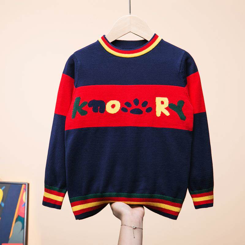 Spring and Autumn Cotton Cotton Sweater Round Neck Thin Boys Sweater Children's Knitwear Children's Clothing Pullover Sweater Boy Baby