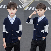 Spring autumn full cotton pure thin undershirt Full cotton CUHK Scout boy sweater fake two red pure cotton knit jersey line