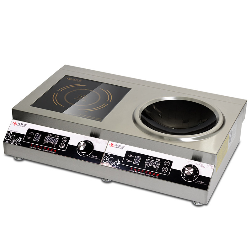 Haizhi Da High Power Induction Cooktop 3500w Stir-frying Furnace One Concave One Flat Combined Furnace Commercial Induction Cooktop 3 5KW Timing