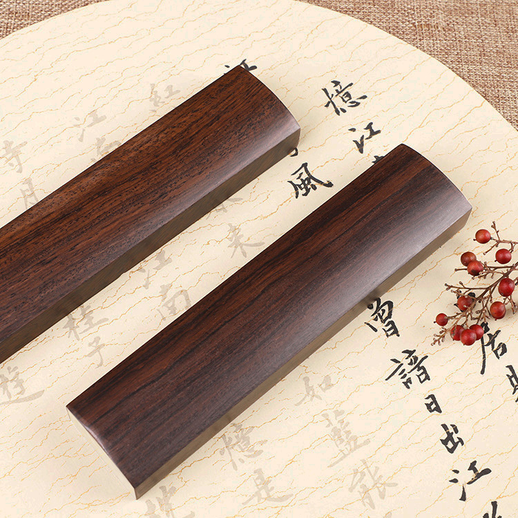 Zhen ruler solid wood pair of black Azusa wood 30 cm Calligraphy student Beginner Chinese wind pressure book pressure ruler Pressure paper paperweight