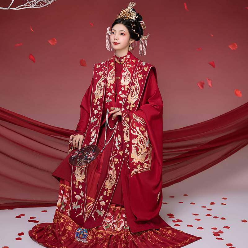 Original Fengtaiqu (Fengtai Music) Song, Fengqiu Huang (Fengqiu Phoenix) Song, Hanfu with a Ming-Style Collar, Stand-Up Collar Shirt, Double-Breasted, Waist-Length, Heavy Embroidery