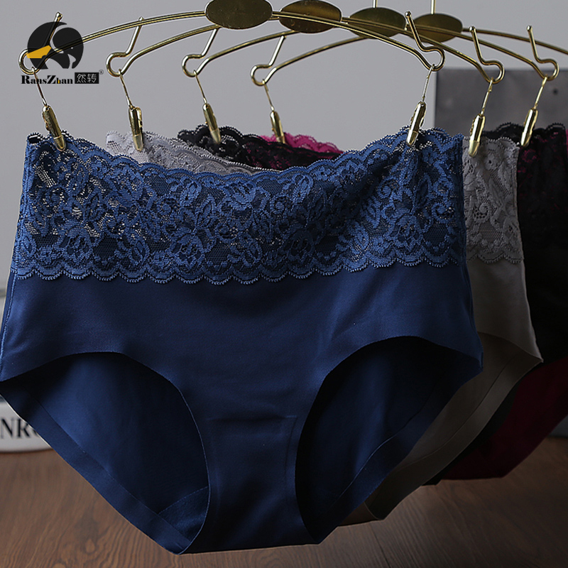 Ice Silk Briefs Female Large Size Size Fat Mm Slim Slim Silk Slip High Waist Lady Sexy Lace No Mark Breathable Pure Cotton Modale