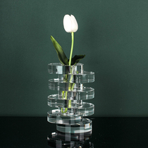 High-end Home Abstract Art Overlap Crystal Vase Sales office Living room Pendulum Pieces Modern Transparent Florist Artwork