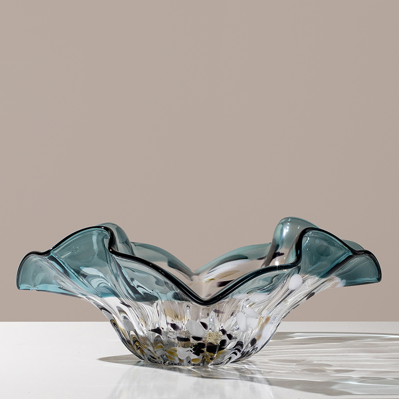 Modern Light Extravaganza Glass Fruit Tray New Tea Table Home Art Glazed Fruit Tray Living-room Dried Fruit Pan Swing Piece-Taobao