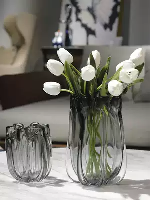 Nordic modern simple large glass vase ornaments dining table TV cabinet living room porch light luxury glass flower arrangement
