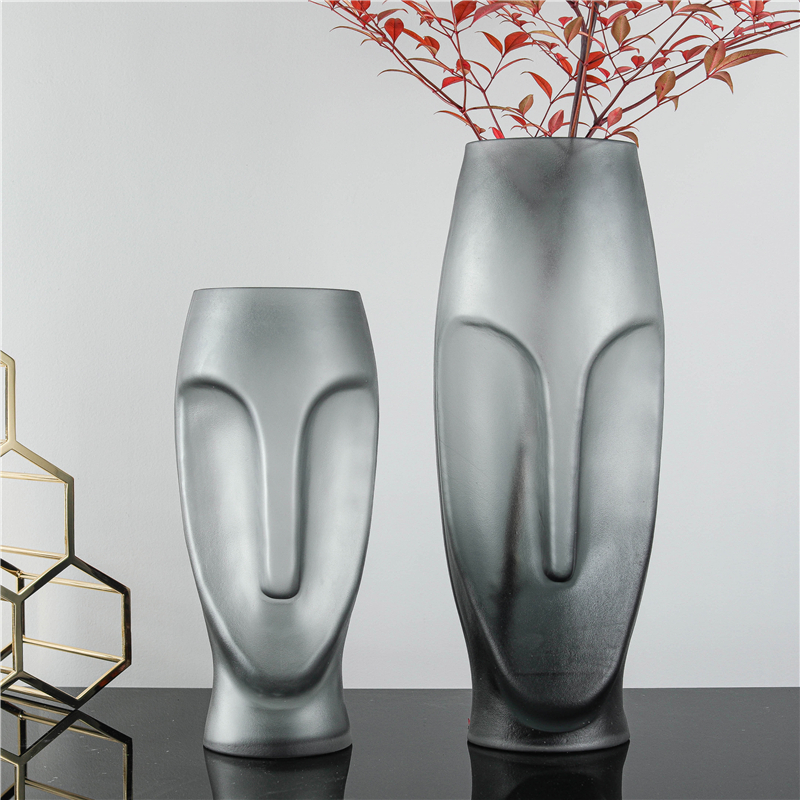 Modern simple glass vase ornaments creative home living room dining room abstract face glass flower arrangement flower vase