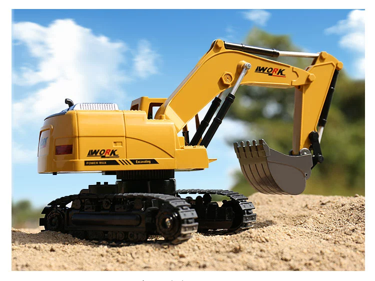 Không dây điều khiển từ xa máy xúc đồ chơi cậu bé có thể sạc lại hợp kim máy xúc mô hình móc máy kỹ thuật xe trẻ em lễ