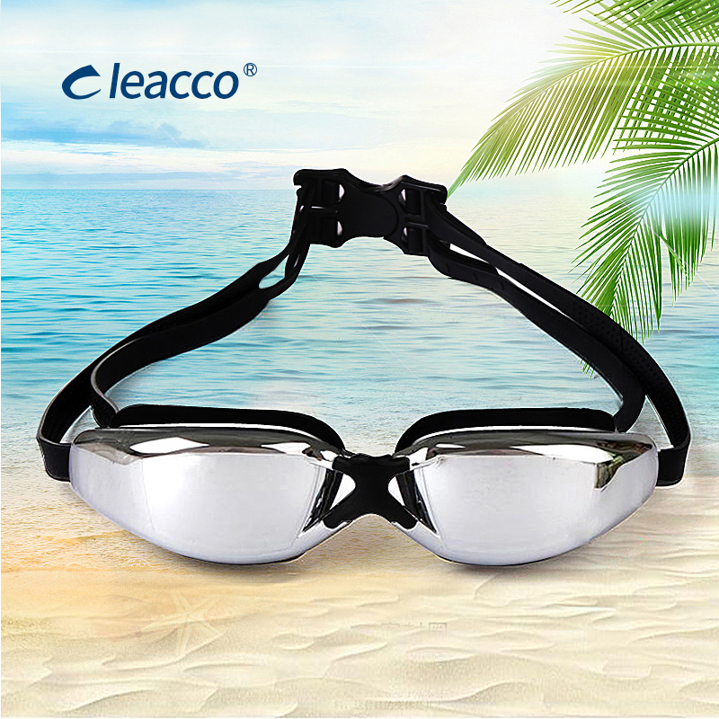 Swimming goggles large frame fashion electroplating flat light myopia swimming goggles men and women with mirror box waterproof anti-fog swimming glasses