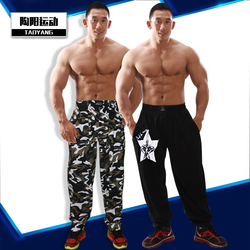 Spring and Autumn Sports Fitness Men's Trousers Bodybuilding Flower Pants Gym Equipment Training Stretch Ladies Loose Running