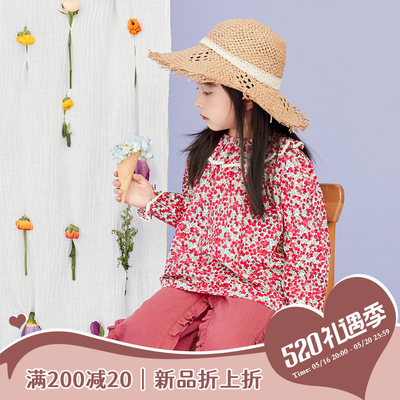 Tomato children's clothing originally designed autumn new girl dress topper topper children long sleeved flower doll collar shirt