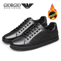 Luxury Lideng Armani mens shoes 2022 winter new high-top plus velvet leather business casual leather shoes