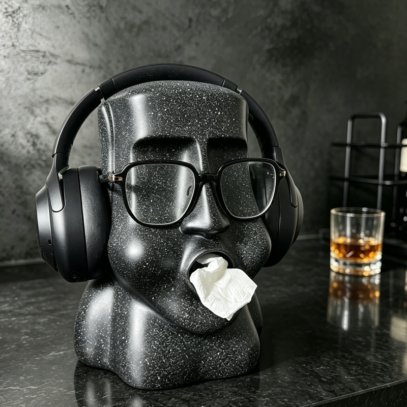 Easter Island Stone Statue Moai Funny Tissue Box, Quirky Retro Novelty Tissue Box, Unique and Exclusive Homestay Decoration