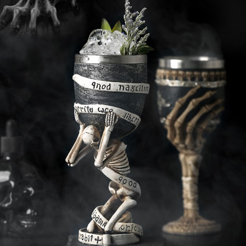 Antique personality Skull Skull Wine Goblet goblet goblet Stainless Steel Whisky Cup Red Wine Glass Creative Bar One Cup