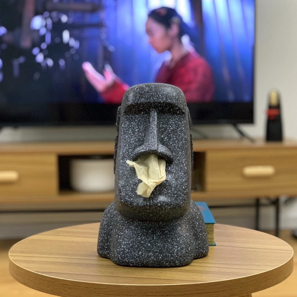 Moai Stone portrait tissue box Household dining table living room coffee table storage box Creative retro funny net red toilet paper box