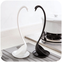 Exported to Japan black and white swan spoon melamine long handle spoon ceramic personality large spoon creative wedding festive tableware