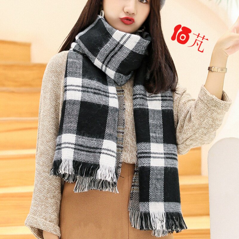 Scarf women's winter European and American style houndstooth scarf Autumn and winter blanket shawl men and women classic black and white plaid scarf