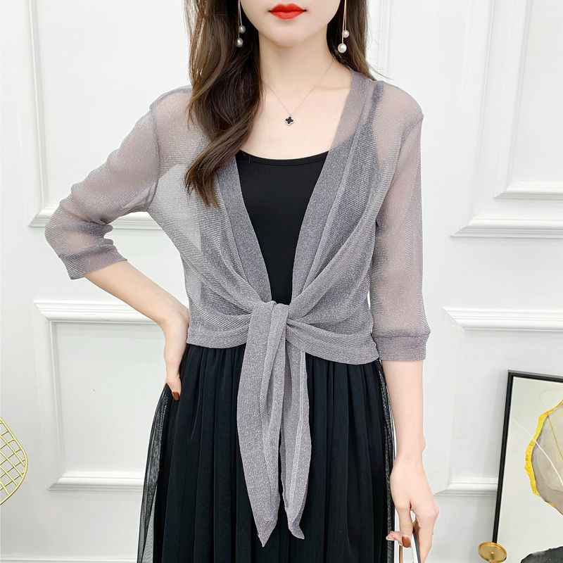 Large size lace shawl cardigan summer thin and meat-covering small coat tops all-match air-conditioning shirts thin short women's