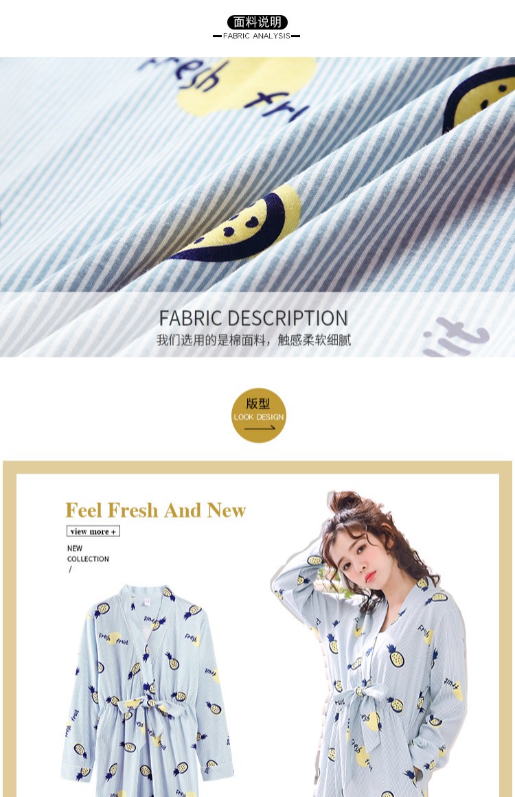 Áo ngủ mùa xuân và mùa thu nữ dài tay cotton kích thước lớn dịch vụ tại nhà tươi mát Bộ đồ ngủ kimono kiểu Nhật Bản nữ mùa đông cotton ngọt ngào áo đầm mặc ở nhà