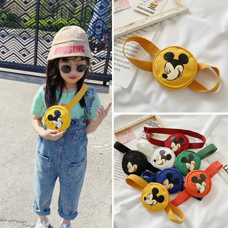 Children's bag baby messenger small bag cartoon cute girl canvas one-shoulder small round bag boy chest bag waist bag