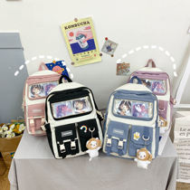 Transparent Splicing Double Shoulder Bag Elementary School Childrens School Bag Children Casual Out Large Capacity Backpack Male And Female Universal Package Bag