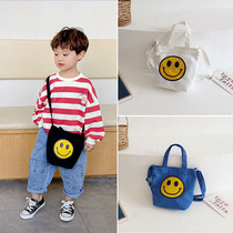 Baby cartoon small satchel girl casual double-sided single shoulder bag with baby smile face sails cloth bag baby mini bag bag