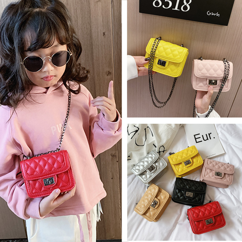 Trendy Fashion Princess Small Satchel Girl Han Version Rhombus Chain Bag Baby Little Fragrant Wind Accessories With Zero Wallet Children Bag